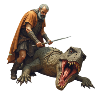 KREA.AI Raubsaurier, Leder.png